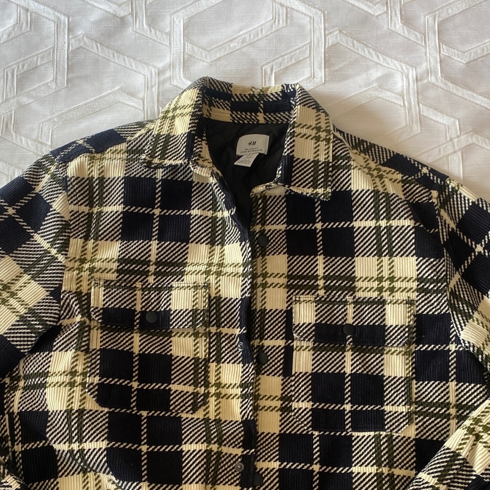H&M Black and Cream Plaid Shirt